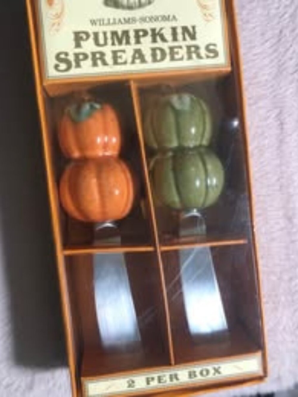 Set/2 2006 Williams Sonoma Harvest Thanksgiving Pumpkin Spreaders Charcuterie